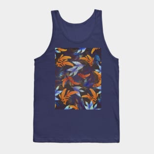 exotic orange and blue greenery plant pattern Tank Top